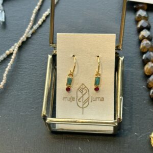 Alternative view of Boucle d'oreille pendante Guarani amazonite 2x4mm rectangle MUJA JUMA