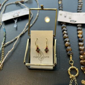 Alternative view of Boucle d'oreille pendante Demoiselle ruby 2mm round MUJA JUMA