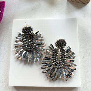 Boucles d'oreilles perle de verre argenté Héliance