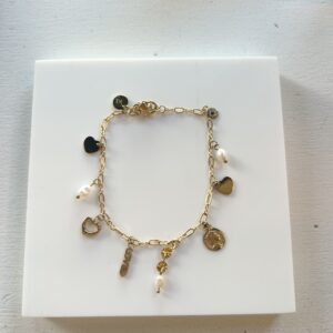 Bracelet coeur et perle douce Les Cleias
