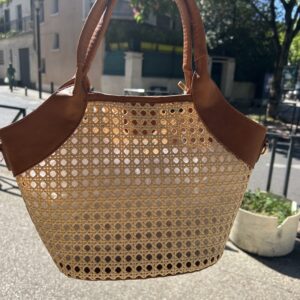SAC beige et marron tressé Mandoline