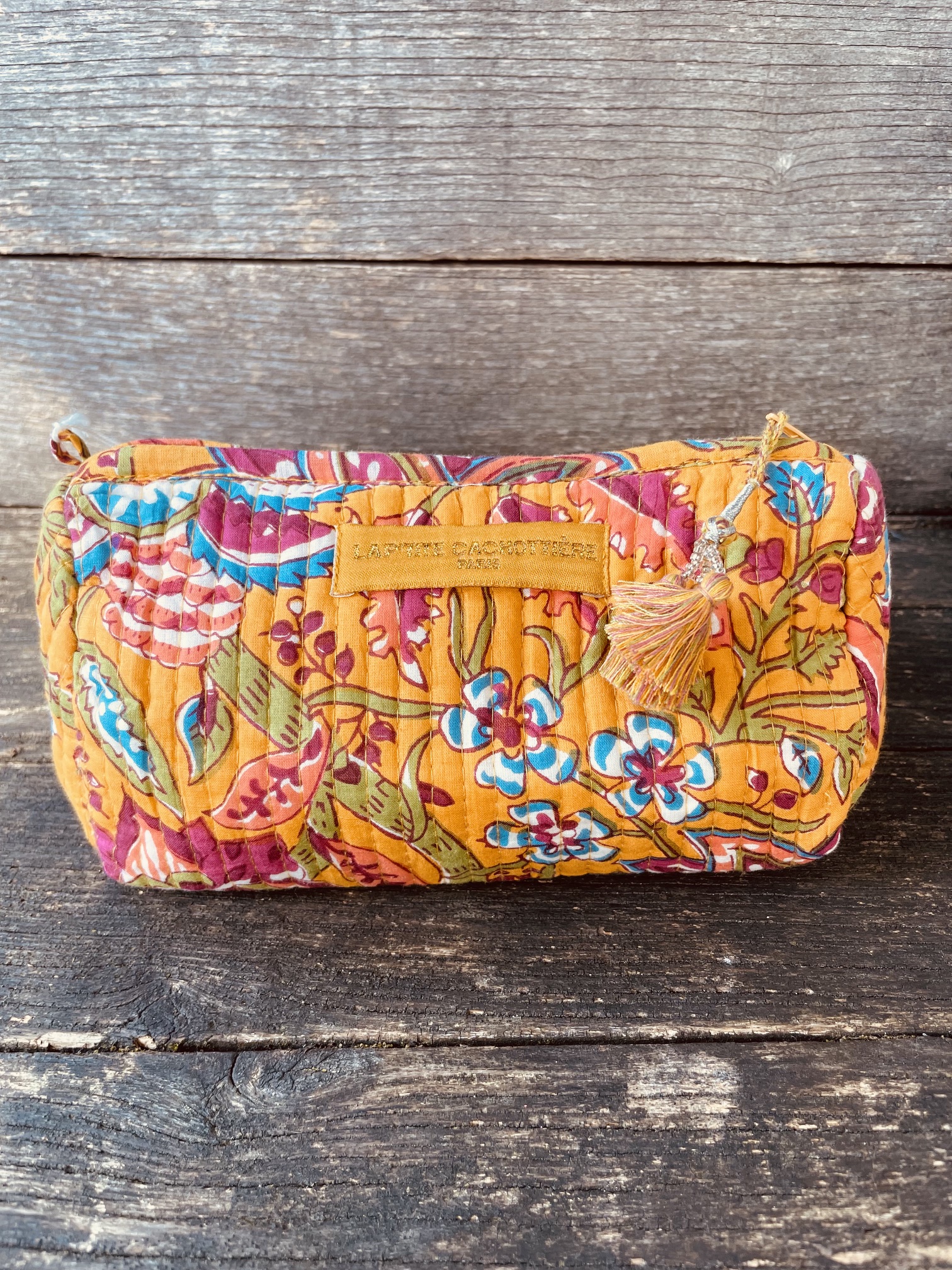 Trousse de toilette - Moutarde fleurs La p'tite cachottière