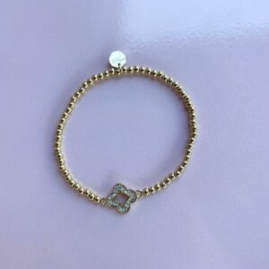 Bracelet perles doré et trèfle Héliance