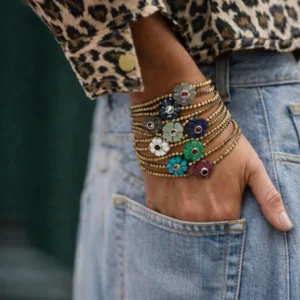 Bracelet Mini Flower Jade Bleu Le monde est stone
