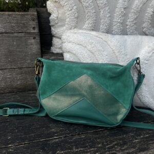 Sac cuir vert à bandoulière CRAZY LOU