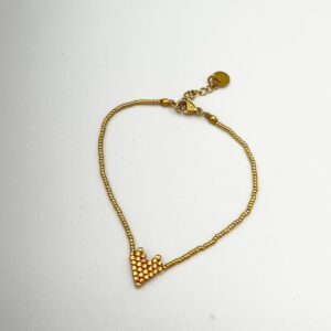 Bracelet en perles dorées pendentif cœur LES CLEIAS