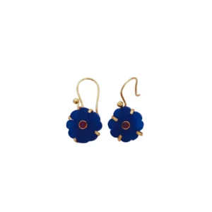 Boucles d'oreilles Flower Jade Bleu Le monde est stone