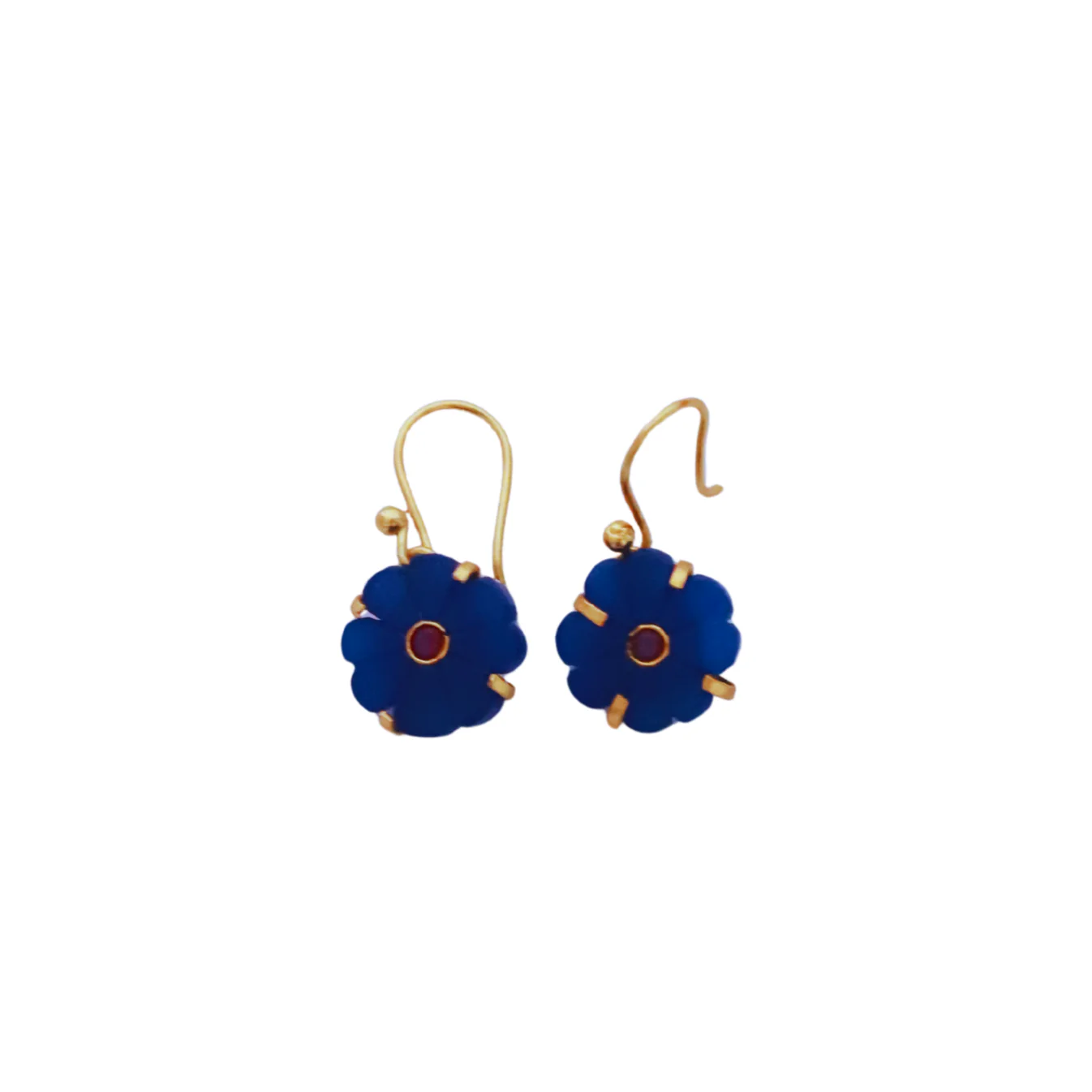 Boucles d'oreilles Flower Jade Bleu Le monde est stone