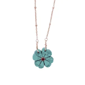 Collier Flower Bleu Turquoise Le monde est stone