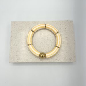Bracelet perle résine rayée jaune Héliance