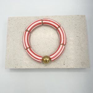 Bracelet perle résine rayée rouge Héliance