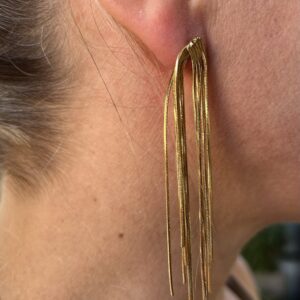 Boucles d'oreilles pendantes fils dorés LES CLEIAS