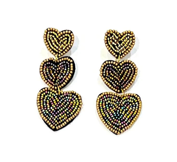 Boucles d'oreille 3 coeurs Héliance
