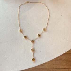 Collier doré Y fleurs Héliance
