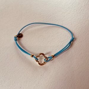 Bracelet élastique Trèfle creux turquoise Les Cleias