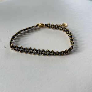 Bracelet perles tressés noir et or Les Cleias