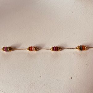 Bracelet perles multicolores et or Les Cleias