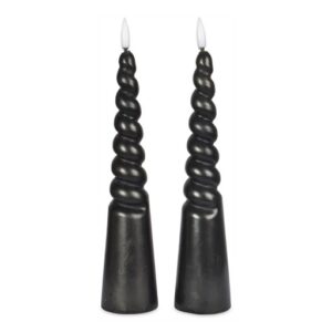 2  bougies LED Piliers torsadées noires Opjet