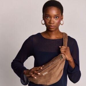 SAC BANANE SASHA VELOURS MACCHIATO